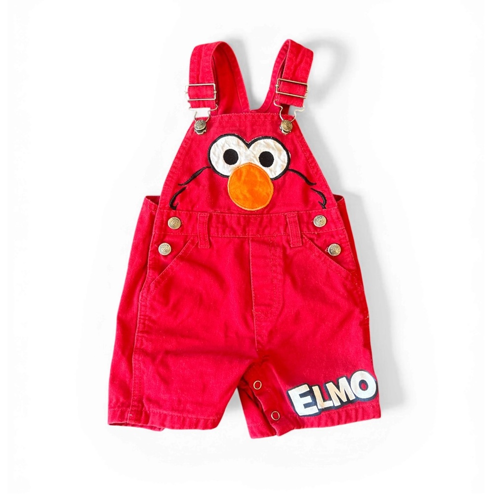 Vintage Y2K Sesame Street Elmo Red Kids Overalls